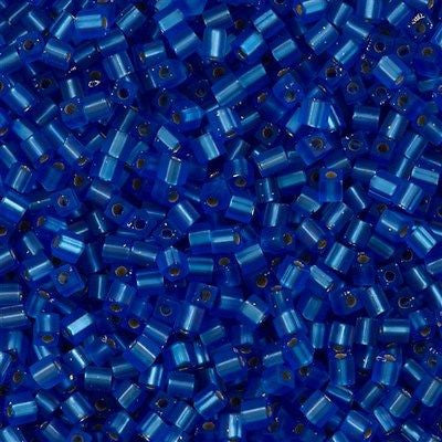 Miyuki 3mm Cube Seed Bead Matte Silver Lined Sapphire 10g (19F)