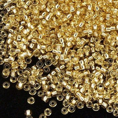 Miyuki Round Seed Bead 15/0 Silver Lined Gold 2-inch Tube (3)