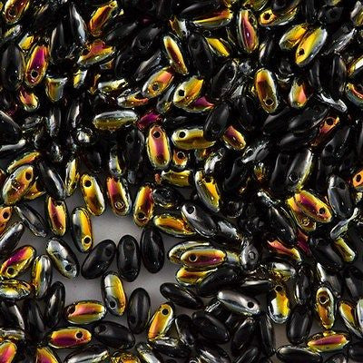 Czech Rizo 2.5x6mm Beads Jet Marea 21g Tube (23980MAR)