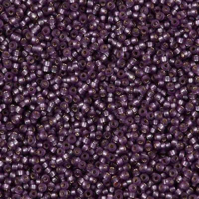 Miyuki Round Seed Bead 15/0 Dyed Semi Matte Silver Lined Mulberry 2-inch Tube (1655)