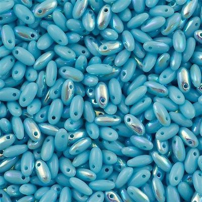 Czech Rizo 2.5x6mm Beads Opaque Light Blue AB 15g (63030AB)