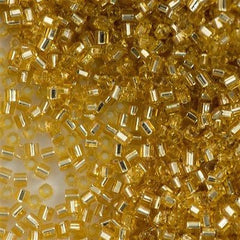 Toho Hex Seed Bead 11/0 Transparent Silver Lined Gold 2.5 inch Tube Tube (22)