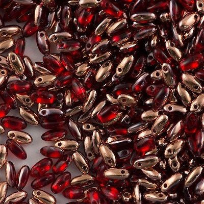 Czech Rizo 2.5x6mm Beads Siam Capri Gold 21g Tube (90090CAG)