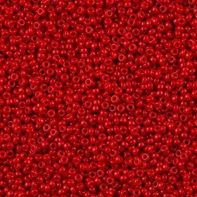 Miyuki Round Seed Bead 15/0 Semi Matte Opaque Dyed Bright Red 2-inch Tube (1684)