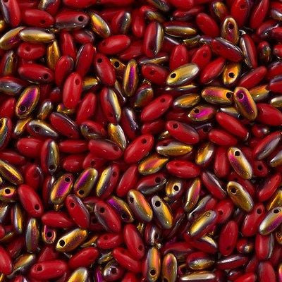 Czech Rizo 2.5x6mm Beads Opaque Red Santander 15g (93200SAN)