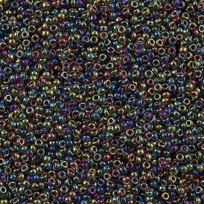 Miyuki Round Seed Bead 15/0 Root Beer Lined Light Topaz AB 10g (2213)