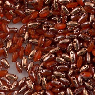 Czech Rizo 2.5x6mm Beads Opal Orange Capri Gold 15g RZ-81260CAG