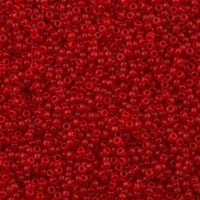 Miyuki Round Seed Bead 15/0 Transparent Dyed Semi Matte Red 2-inch Tube (1609)