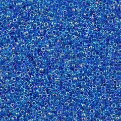 Miyuki Round Seed Bead 15/0 Inside Color Lined Blue AB 2-inch Tube (2206)