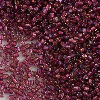 Miyuki Triangle Seed Bead 10/0 Light Rose Inside Color Lined Dark Rose 24g Tube (1833)