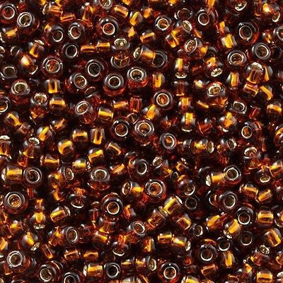 Toho Round Seed Bead 8/0 Silver Lined Transparent Amber 5.5-inch tube (34)