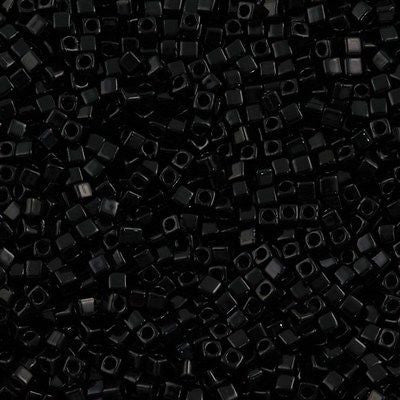 Miyuki 1.8mm Cube Seed Bead Opaque Black 8g Tube (401)