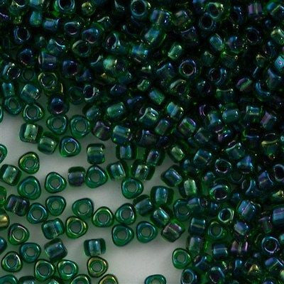 Miyuki Triangle Seed Bead 10/0 Dark Green AB 10g (1812)