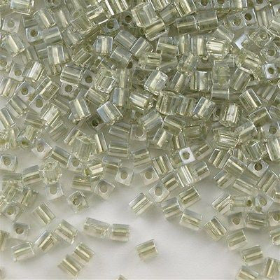 Miyuki 3mm Cube Seed Bead Inside Color Lined Light Celery 19g Tube (2604)