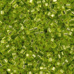 Miyuki 1.8mm Cube Seed Bead Silver Lined Lime Green 8g Tube (14)
