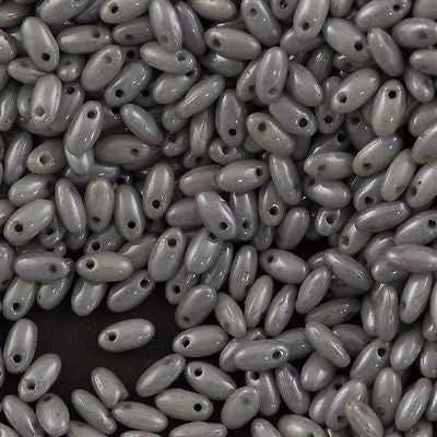 Czech Rizo 2.5x6mm Beads Opaque Grey Luster 15g RZ-14449P