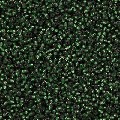 Miyuki Round Seed Bead 15/0 Dyed Semi Matte Silver Lined Leaf Green 2-inch Tube (1642)