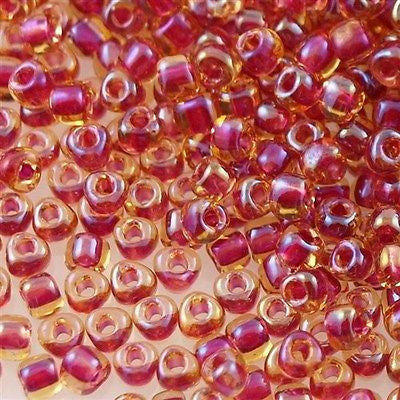 Miyuki Triangle Seed Bead 8/0 Berry Inside Color Lined Gold 10g (1163)