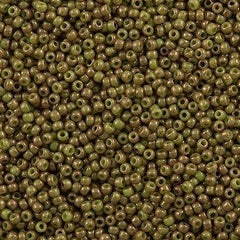 50g Toho Round Seed Bead 8/0 Opaque Avocado Pink Marbled (1209)