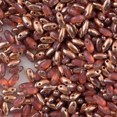 Czech Rizo 2.5x6mm Beads Milky Pink Capri Gold 21g Tube (71010CAG)