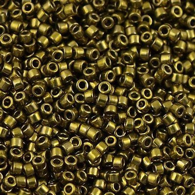 Miyuki Delica Seed Bead 11/0 Nickel Plated Dyed Olive 2-inch Tube DB456