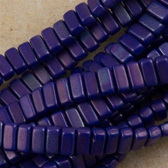 50 CzechMates 3x6mm Two Hole Brick Beads Matte Blue Vega (33060YM)