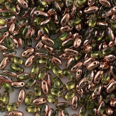 Czech Rizo 2.5x6mm Beads Peridot Capri Gold 15g (50510CAG)