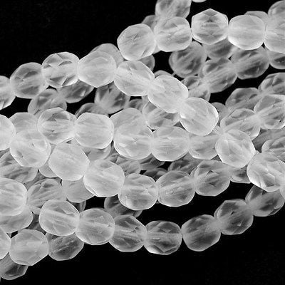 50 Czech Fire Polished 6mm Round Bead Crystal Matte (00030M)