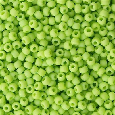 Toho Round Seed Bead 8/0 Opaque Matte Lime 2.5-inch tube (44F)