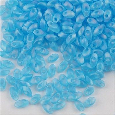 Miyuki Long Magatama Seed Bead Transparent Matte Light Blue AB 8g Tube (148FR)