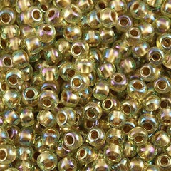 Toho Round Seed Beads 6/0 Inside Color Lined Gold Light Jonquil AB 2.5-inch tube (998)