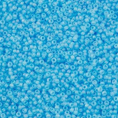 Miyuki Round Seed Bead 15/0 Transparent Matte Light Blue AB 2-inch Tube (148FR)