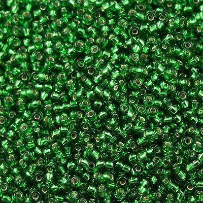 50g Miyuki Round Seed Bead 11/0 Silver Lined Green (16)