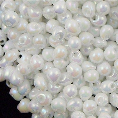 Miyuki Drop Fringe Seed Bead Opaque White AB 10g (471)