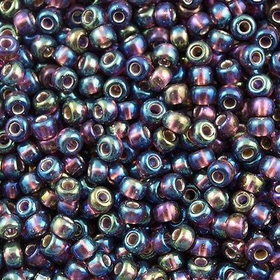 Miyuki Round Seed Bead 8/0 Silver Lined Dark Smoky Amethyst AB 22g Tube (1013)