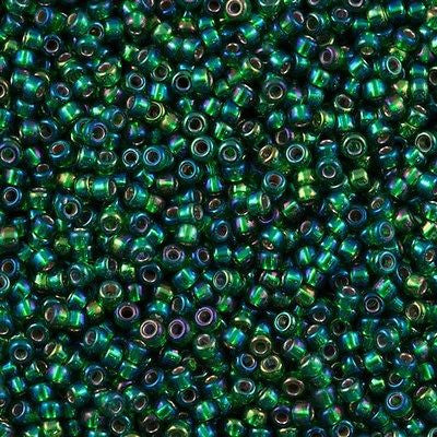 Miyuki Round Seed Bead 8/0 Silver Lined Green AB 22g Tube (1016)