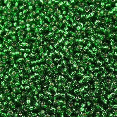 Miyuki Round Seed Bead 8/0 Silver Lined Green 22g Tube (16)