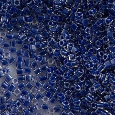 Miyuki 1.8mm Cube Seed Bead Inside Color Lined Cobalt Blue 10g (239)