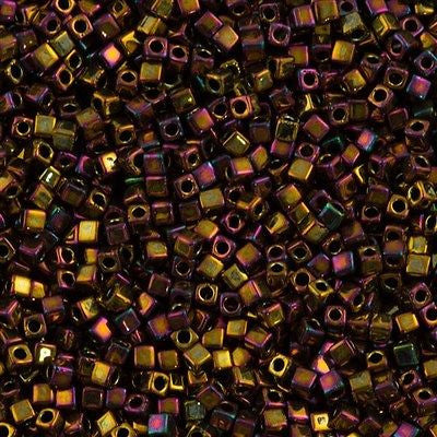 Miyuki 1.8mm Cube Seed Bead Metallic Gold Iris 8g Tube (462)