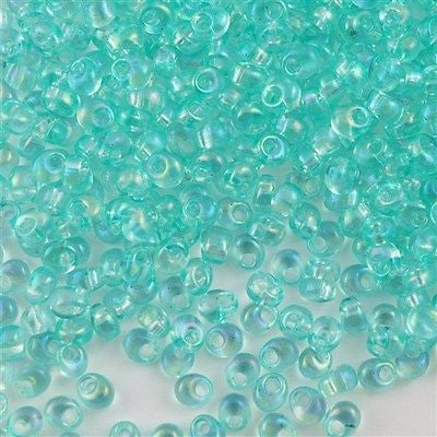 Miyuki 4mm Magatama Seed Bead Transparent Mint Green AB 23g Tube (2154)