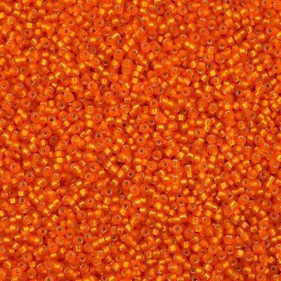 Miyuki Round Seed Bead 15/0 Matte Silver Lined Orange 2-inch Tube (8F)