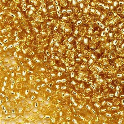 Toho Round Seed Bead 11/0 Transparent Silver Lined Gold 2.5-inch Tube (22)