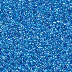 Miyuki Round Seed Bead 15/0 Inside Color Lined Aqua Blue AB 2-inch Tube (2205)