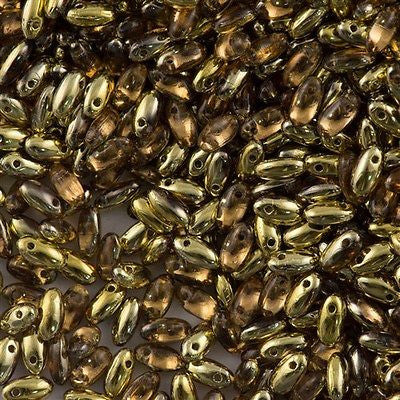 Czech Rizo 2.5x6mm Beads Rosaline Amber Gold 21g Tube (70120AG)