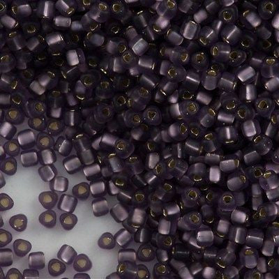 Miyuki Triangle Seed Bead 10/0 Matte Silver Lined Lavender 15g TR10-24F