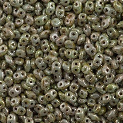 Super Duo 2x5mm Two Hole Beads Opaque Ultra Green Luster 22g Tube (65455P)