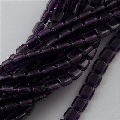 50 CzechMates 6mm Two Hole Tile Beads Tanzanite (20510)