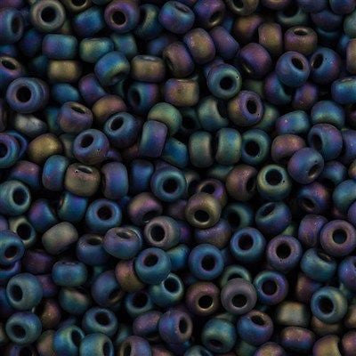 Miyuki Round Seed Bead 6/0 Opaque Matte Black AB 20g Tube (401FR)