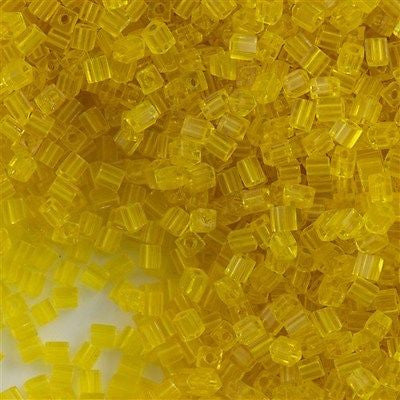 Miyuki 3mm Cube Seed Bead Transparent Yellow 15g (136)