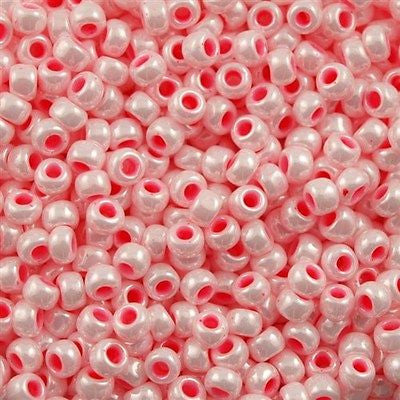 Toho Round Seed Beads 6/0 Opaque Luster Cotton Candy Pink 5.5-inch tube (811)
